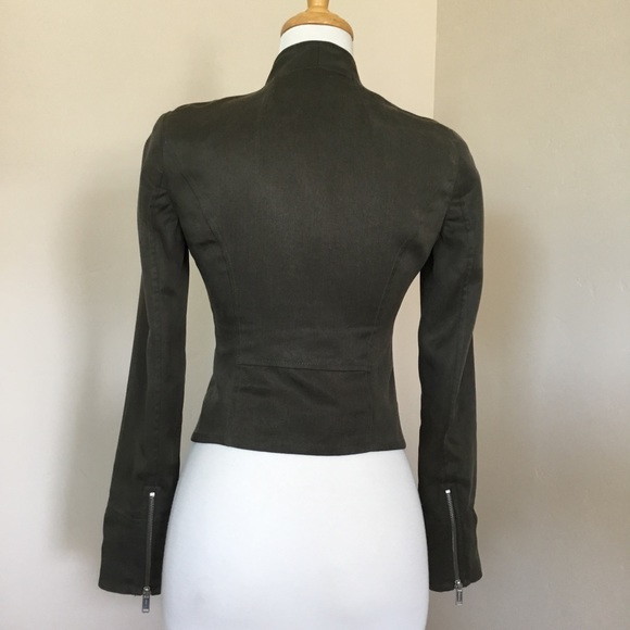 Babaton Aritzia Moto Jacket Olive Green Size 0 - Picture 5 of 12